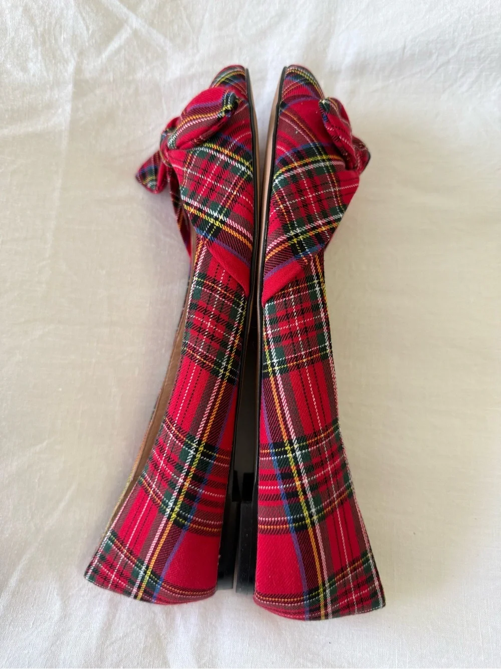 J. Jill | Woman’s 9.5 | Red Simone Tartan Plaid Flats | Bows Preppy Slip On